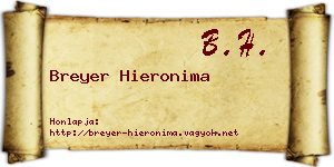 Breyer Hieronima névjegykártya